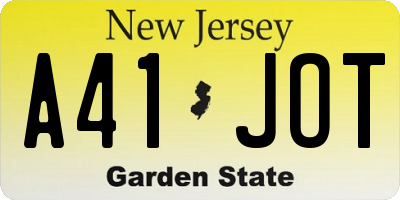 NJ license plate A41JOT