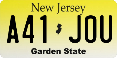 NJ license plate A41JOU
