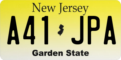 NJ license plate A41JPA