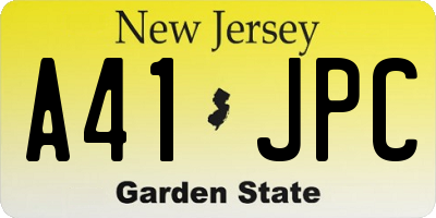 NJ license plate A41JPC