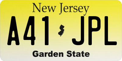 NJ license plate A41JPL