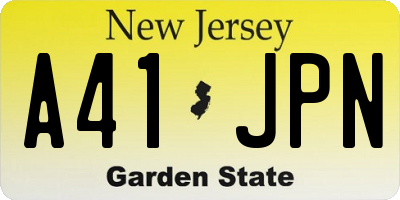 NJ license plate A41JPN