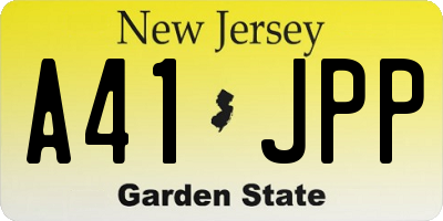 NJ license plate A41JPP