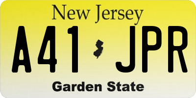 NJ license plate A41JPR