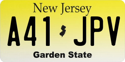 NJ license plate A41JPV
