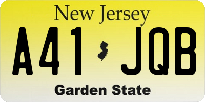 NJ license plate A41JQB