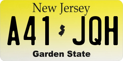 NJ license plate A41JQH