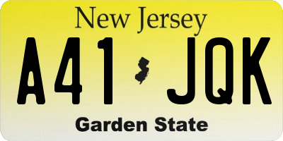 NJ license plate A41JQK