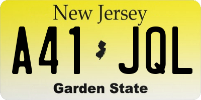 NJ license plate A41JQL