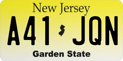 NJ license plate A41JQN
