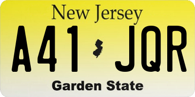 NJ license plate A41JQR