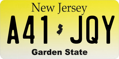 NJ license plate A41JQY