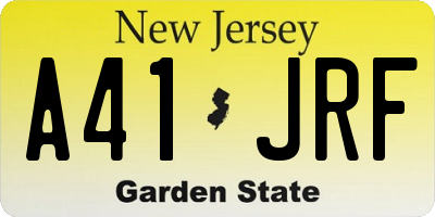 NJ license plate A41JRF