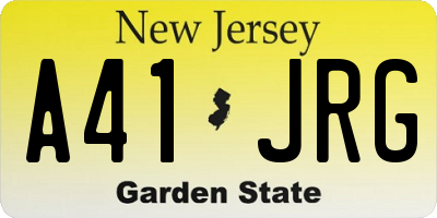 NJ license plate A41JRG