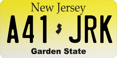 NJ license plate A41JRK