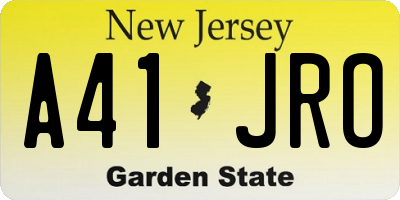 NJ license plate A41JRO