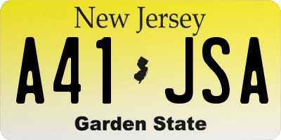 NJ license plate A41JSA