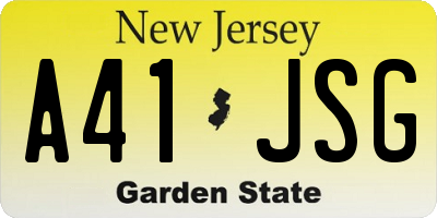 NJ license plate A41JSG