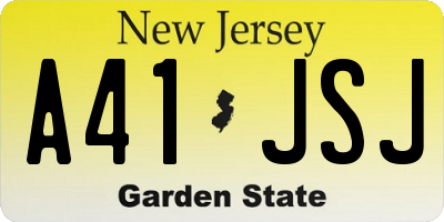 NJ license plate A41JSJ