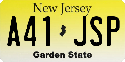 NJ license plate A41JSP
