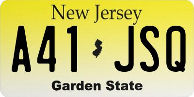 NJ license plate A41JSQ
