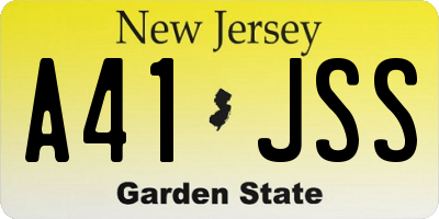 NJ license plate A41JSS