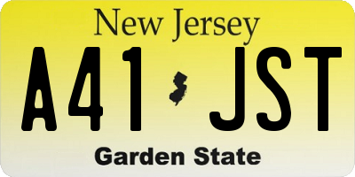 NJ license plate A41JST
