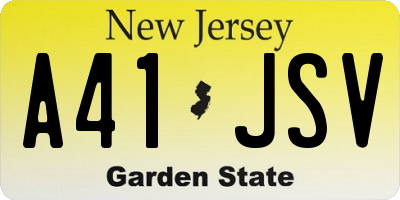 NJ license plate A41JSV