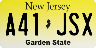 NJ license plate A41JSX