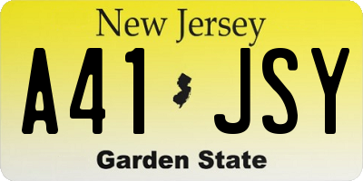 NJ license plate A41JSY