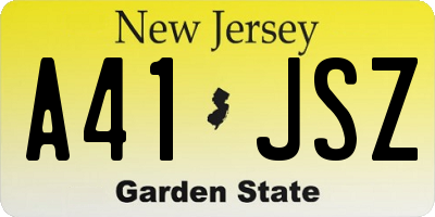 NJ license plate A41JSZ