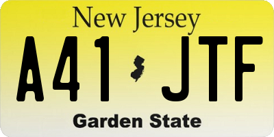 NJ license plate A41JTF