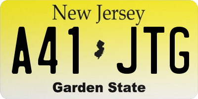 NJ license plate A41JTG