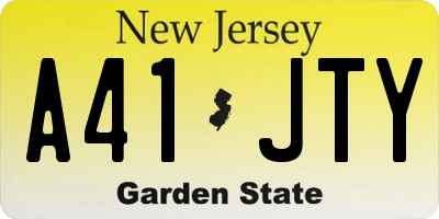 NJ license plate A41JTY