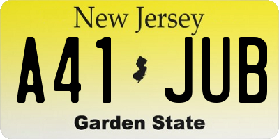 NJ license plate A41JUB