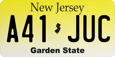 NJ license plate A41JUC