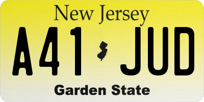 NJ license plate A41JUD