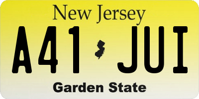 NJ license plate A41JUI
