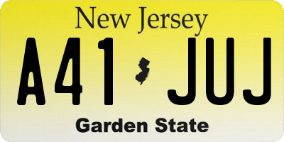 NJ license plate A41JUJ