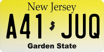 NJ license plate A41JUQ