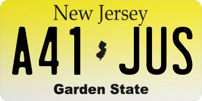 NJ license plate A41JUS