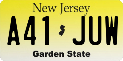 NJ license plate A41JUW