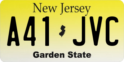 NJ license plate A41JVC