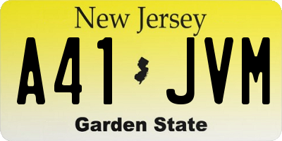 NJ license plate A41JVM