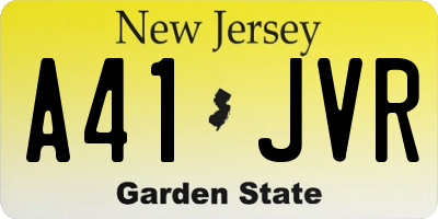 NJ license plate A41JVR