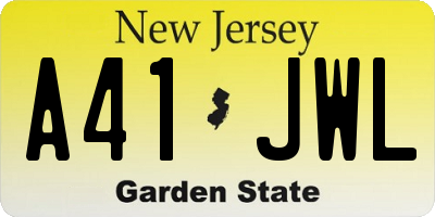 NJ license plate A41JWL