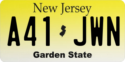 NJ license plate A41JWN