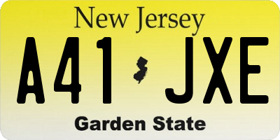 NJ license plate A41JXE