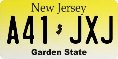 NJ license plate A41JXJ
