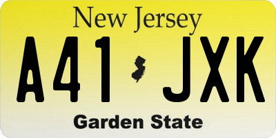 NJ license plate A41JXK